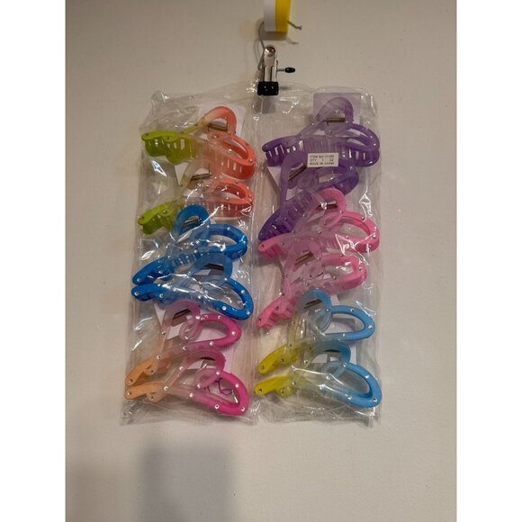 Colorful Rhinestone Hair Clips Set of 12 Multicolor Heart Design 4.5 Inche